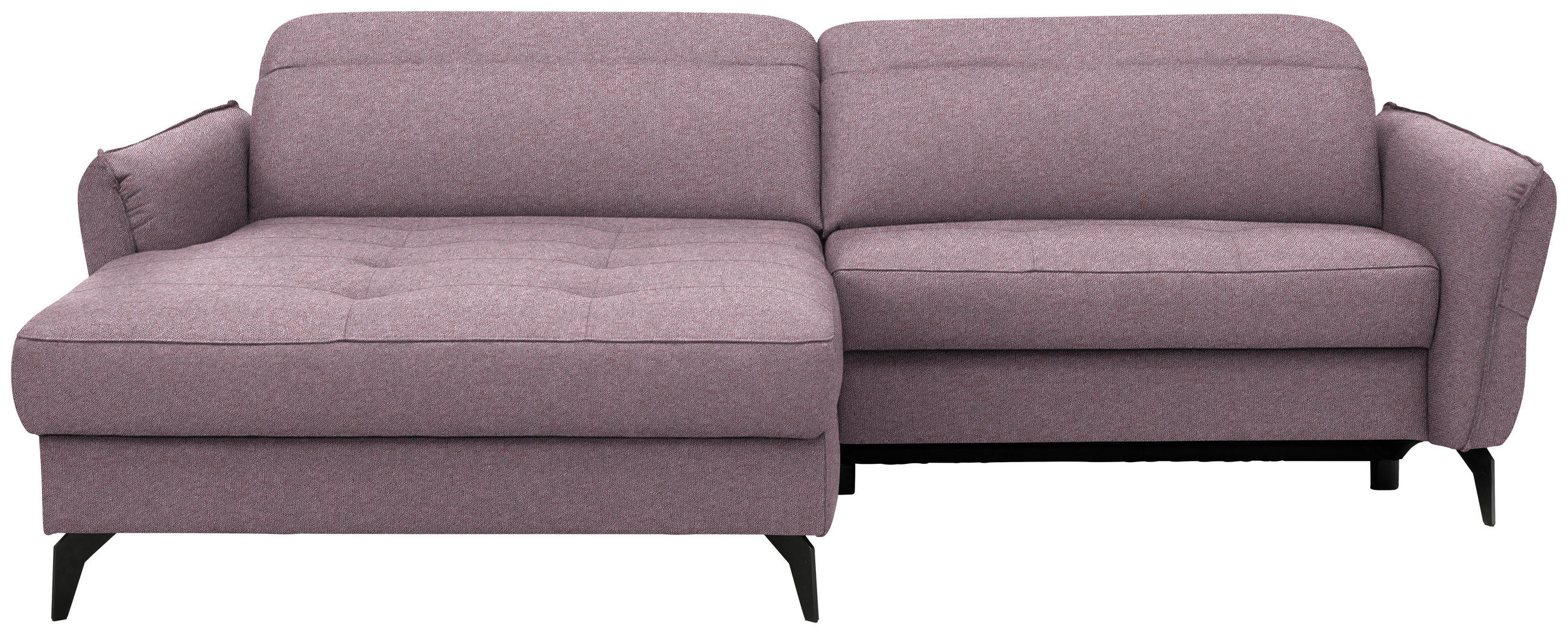 ECKSOFA Flachgewebe Altrosa  - Schwarz/Altrosa, Design, Textil/Metall (175/246cm) - Celina