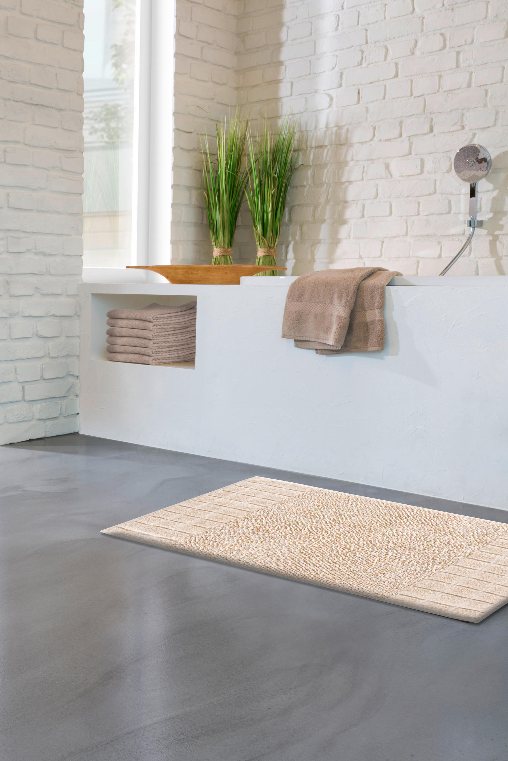 BADEMATTE  60/90 cm  Naturfarben   - Naturfarben, KONVENTIONELL, Kunststoff/Textil (60/90cm) - Grund