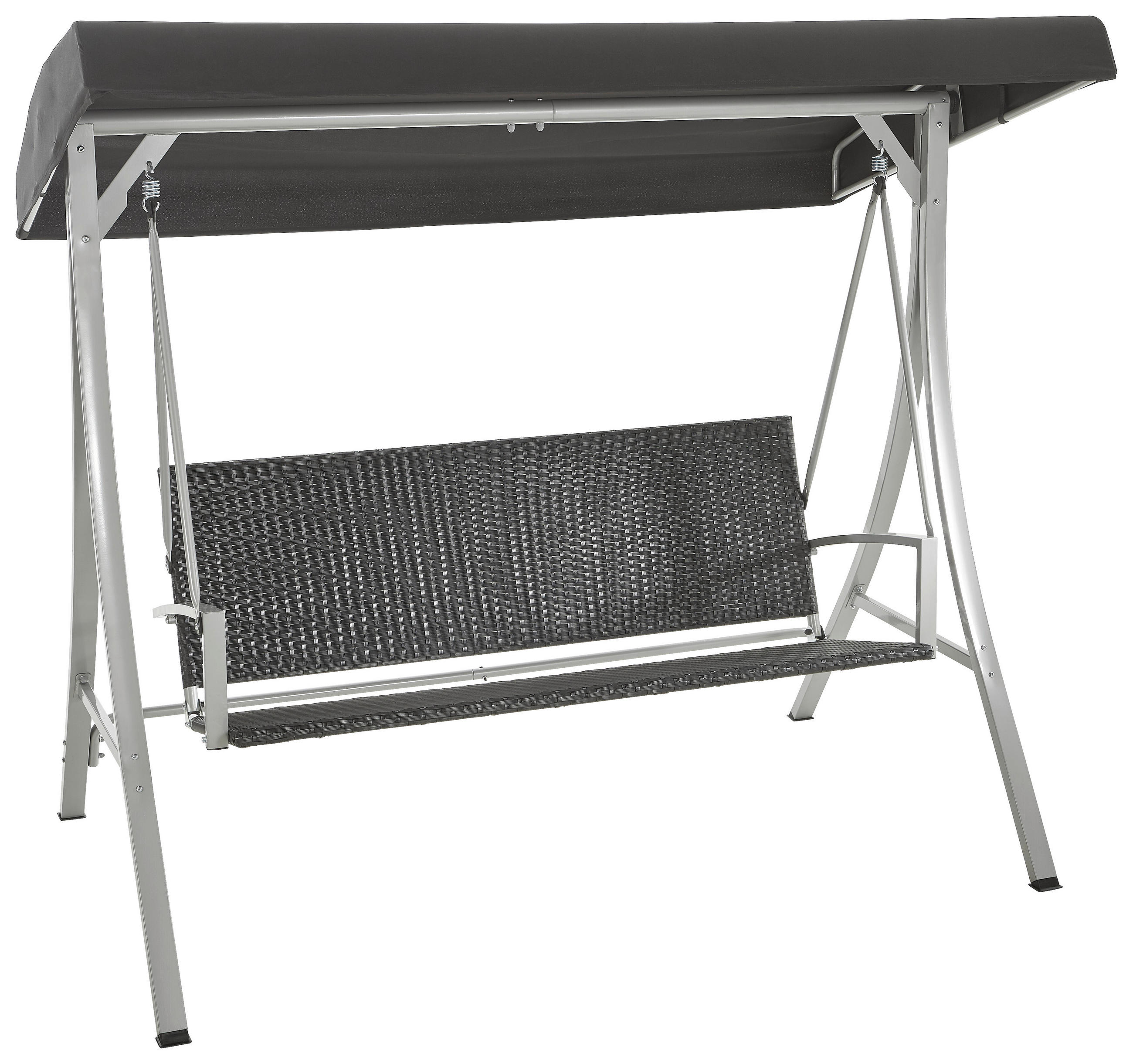 HOLLYWOODSCHAUKEL 180/166/120 cm Schwarz, Silberfarben  - Silberfarben/Schwarz, KONVENTIONELL, Kunststoff/Textil (180/166/120cm) - Xora