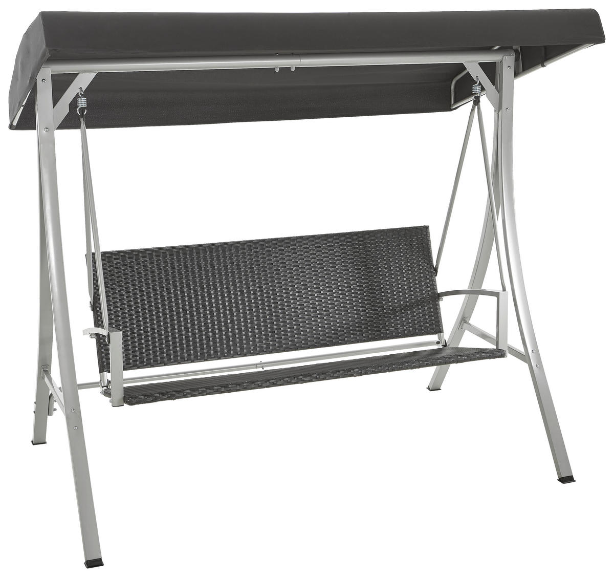 HOLLYWOODSCHAUKEL 180/166/120 cm Schwarz, Silberfarben  - Silberfarben/Schwarz, KONVENTIONELL, Kunststoff/Textil (180/166/120cm) - Xora