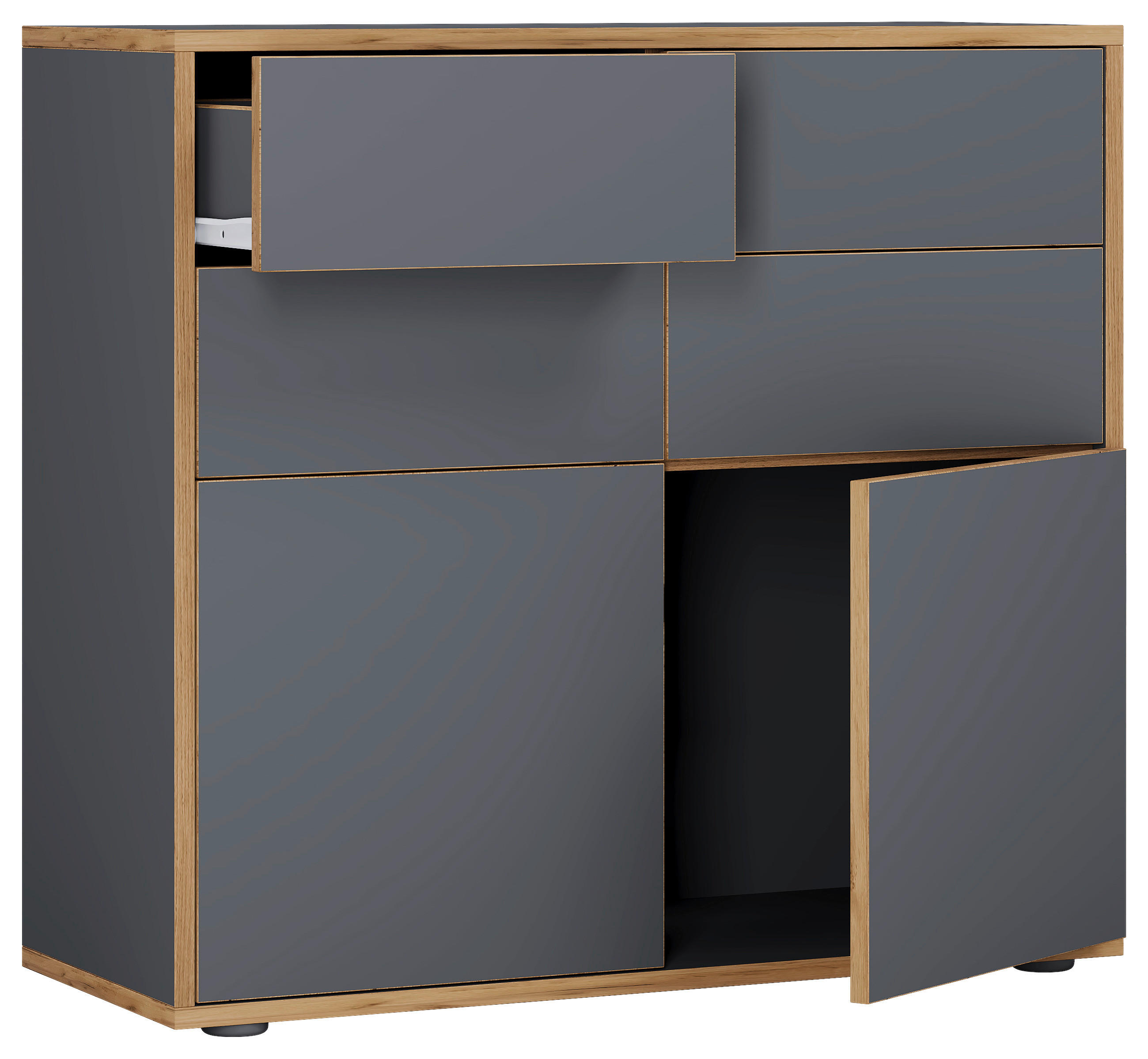 KOMMODE Salia, 100/74/33 cm, 4 Schublade(n)  - Honigeiche/Anthrazit, Design, Holzwerkstoff/Kunststoff (100/74/33cm) - MID.YOU