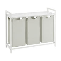 KOŠ NA PRÁDLO, bílá, světle šedá - bílá/světle šedá, Trend, kov/kompozitní dřevo (92.5/72/33cm) - MID.YOU