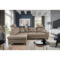 ECKSOFA SOLEI Taupe Chenille Zierkissen, Bettkasten, Kopfstütze  - Taupe/Schwarz, Design, Kunststoff/Textil (203/265cm) - MID.YOU