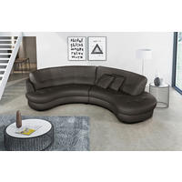 ECKSOFA Dunkelbraun Echtleder Lederlook  - Dunkelbraun/Schwarz, Design, Leder/Kunststoff (300/113cm) - Livetastic