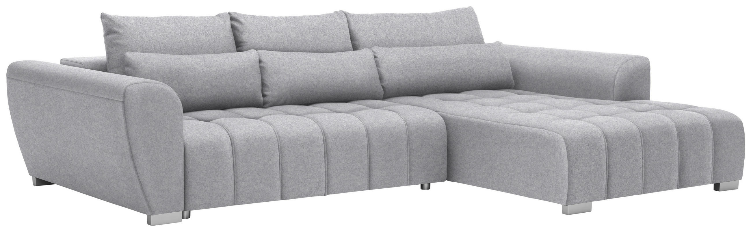WOHNLANDSCHAFT in Webstoff Hellgrau - Silberfarben/Hellgrau, Modern, Kunststoff/Textil (304/218cm) - Carryhome