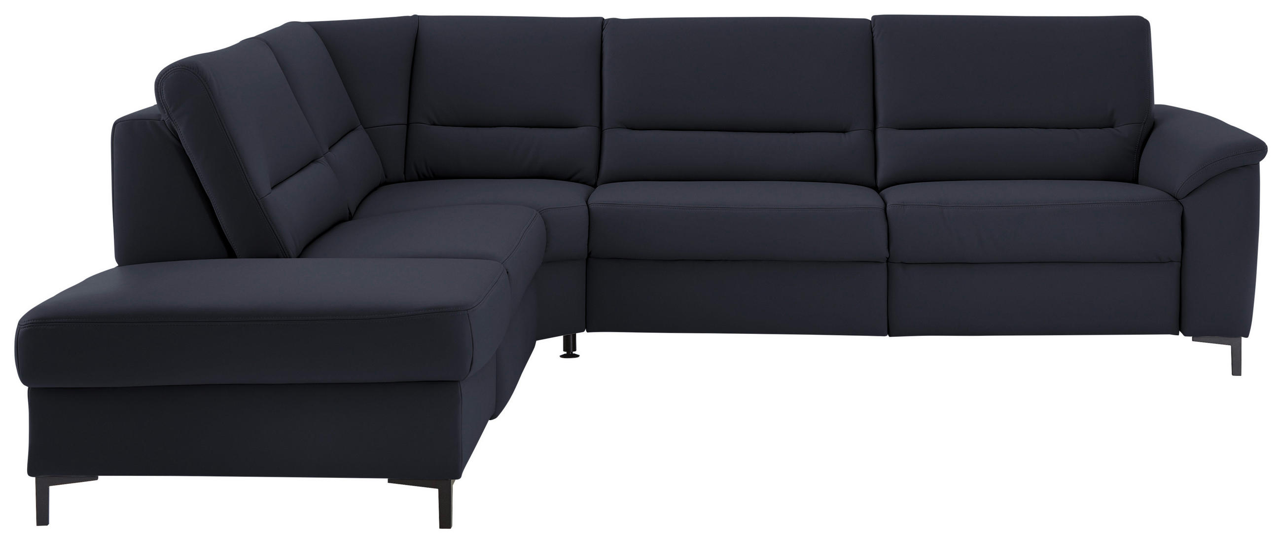 ECKSOFA  in Echtleder Dunkelblau  249/290 cm  - Schwarz/Dunkelblau, KONVENTIONELL, Leder/Metall (249/290cm) - Beldomo Premium