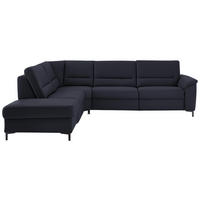 ECKSOFA  in Echtleder Dunkelblau  249/290 cm  - Schwarz/Dunkelblau, KONVENTIONELL, Leder/Metall (249/290cm) - Beldomo Premium