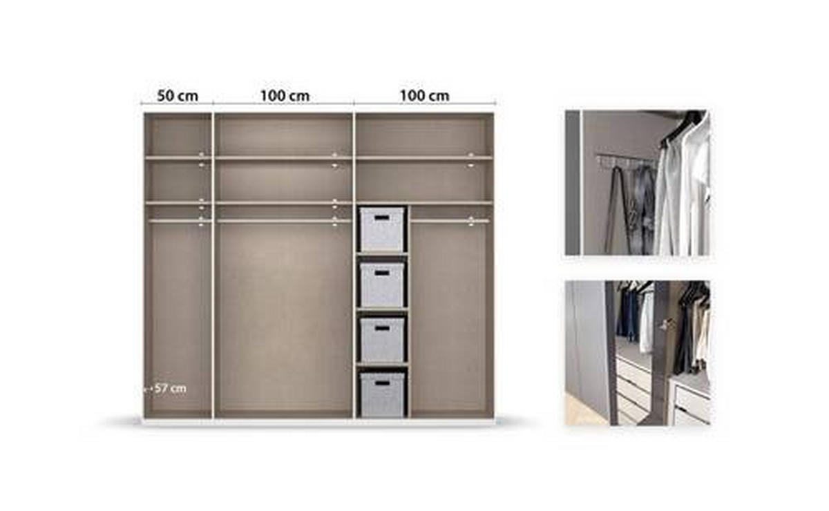 DREHTÜRENSCHRANK 251/223/60 cm 5-türig Weiß  - Chromfarben/Weiß, Design, Holzwerkstoff/Metall (251/223/60cm) - home24