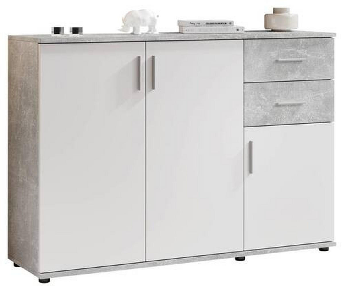 KOMODA, šedá, bílá, 120/82/35 cm - šedá/bílá, Konvenční, kompozitní dřevo/plast (120/82/35cm) - Carryhome