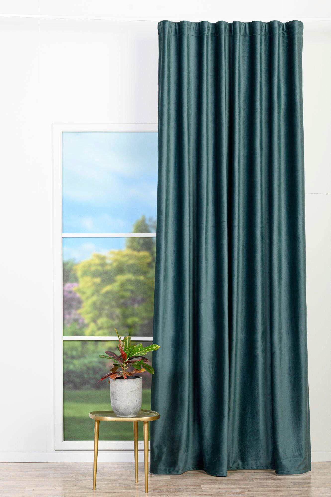 Draperie Confecționată black-out (nu permite trecerea luminii)  - verde smarald, Basics, textil (140/260cm)