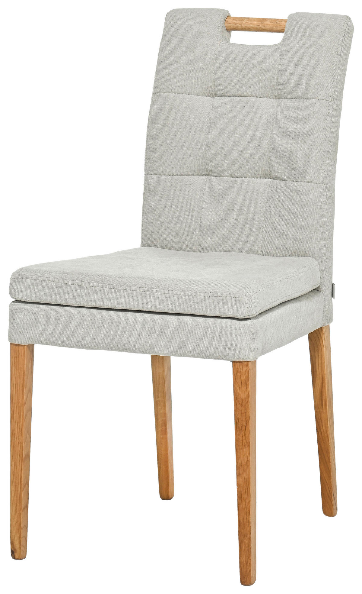 STUHL Webstoff Creme, Eichefarben Eiche massiv  - Eichefarben/Creme, KONVENTIONELL, Holz/Textil (47/91,5/59cm) - Celina Home