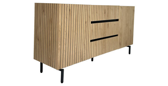 SIDEBOARD LINO in 150/75/40 cm - Eichefarben/Schwarz, Design, Holzwerkstoff/Metall (150/75/40cm) - Xora