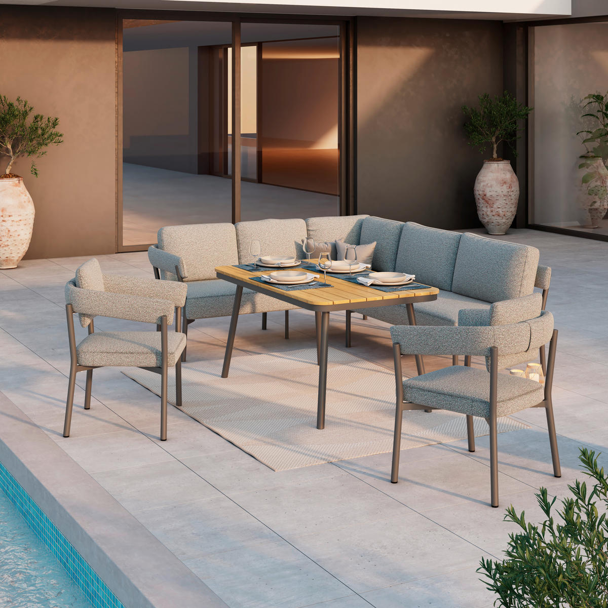 GARTENSTUHL Metall, Textil Anthrazit, Hellgrau  - Anthrazit/Hellgrau, Modern, Textil/Metall (65/77/61cm) - Ambia Garden