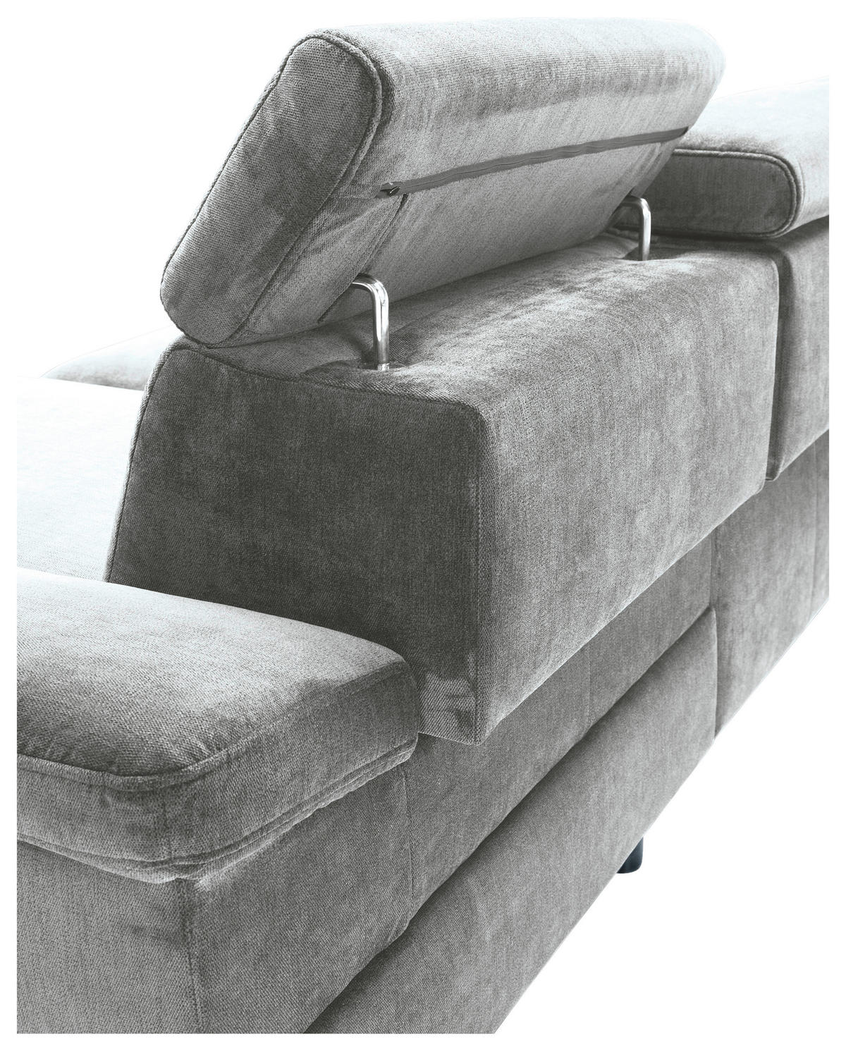 ECKSOFA RIMA Silberfarben Velours  - Silberfarben, MODERN, Textil/Metall (262/182cm) - Trendmanufaktur