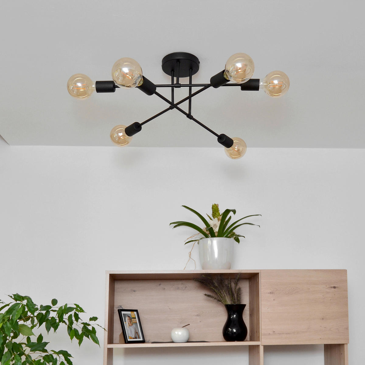 DECKENLEUCHTE    58/58/24 cm  - Schwarz, KONVENTIONELL, Metall (58/58/24cm)