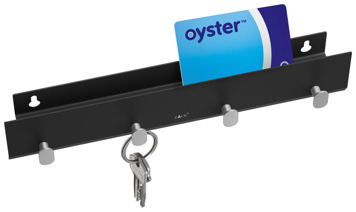 SCHLÜSSELBOARD Schwarz, Edelstahlfarben  - Edelstahlfarben/Schwarz, MODERN, Metall (2,5/16,1/5,6cm) - Zack