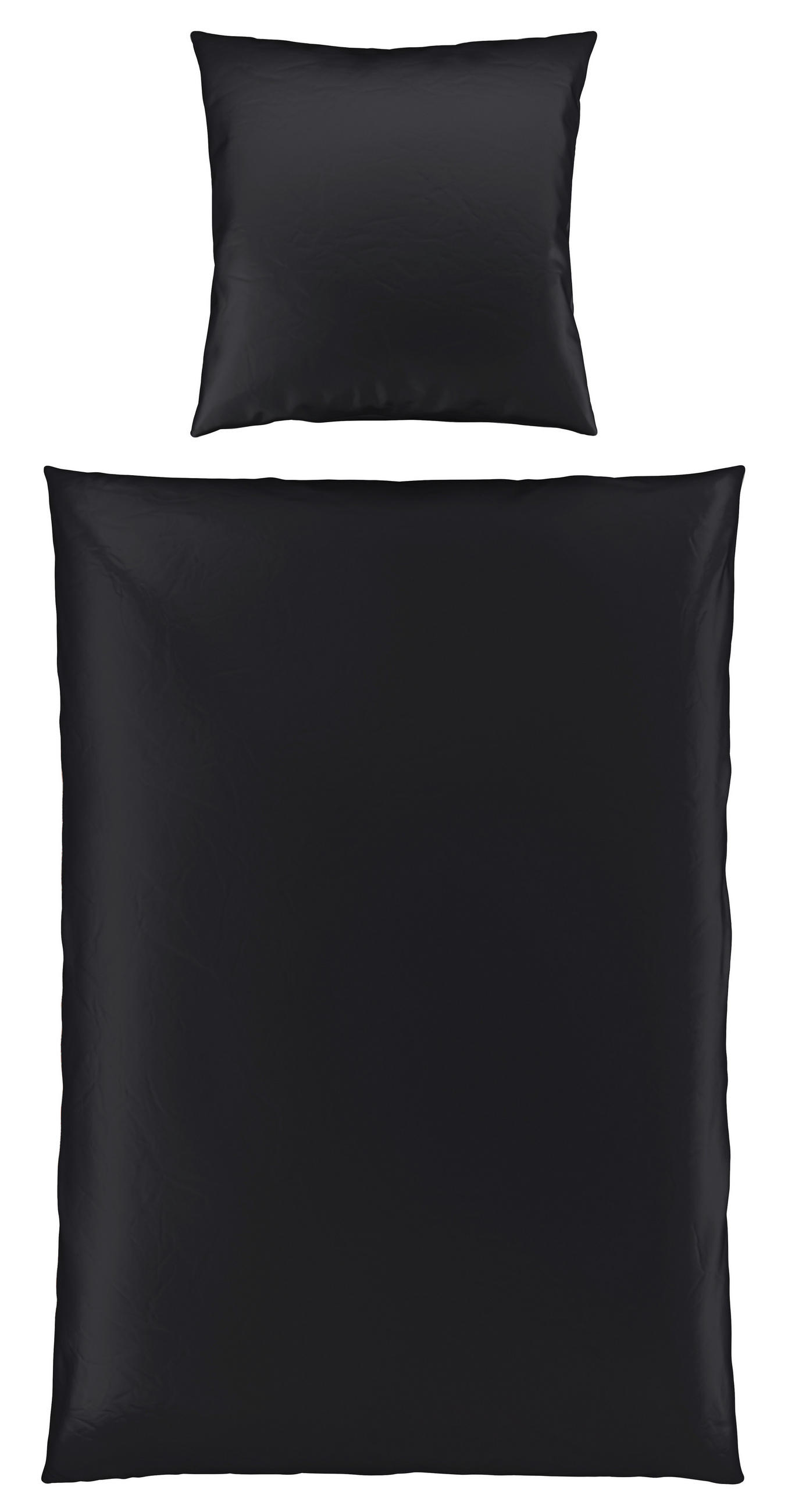 BETTWÄSCHE 2-teilig NIGIRI Satin 155/220 cm  - Schwarz, Basics, Textil (155/220cm) - Bio:Vio