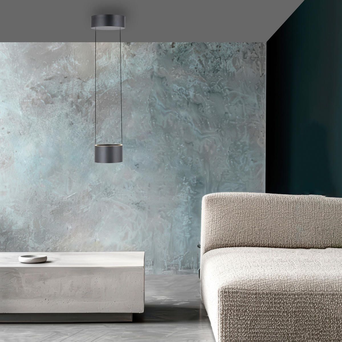 LED-HÄNGELEUCHTE 20/20/180 cm   - Grau, Design, Kunststoff/Metall (20/20/180cm) - Neuhaus PURE