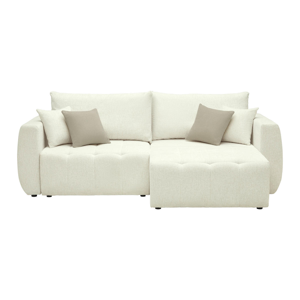 SCHLAFSOFA in Chenille, Jacquard Beige  - Beige/Schwarz, Kunststoff/Textil (245/74-90/104cm) - MID.YOU