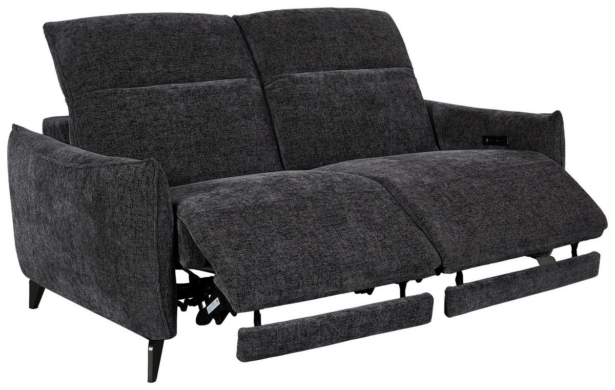 2,5-SITZER Mikrofaser Grau  - Grau, Design, Textil/Metall (183/79-99/104cm) - Novel