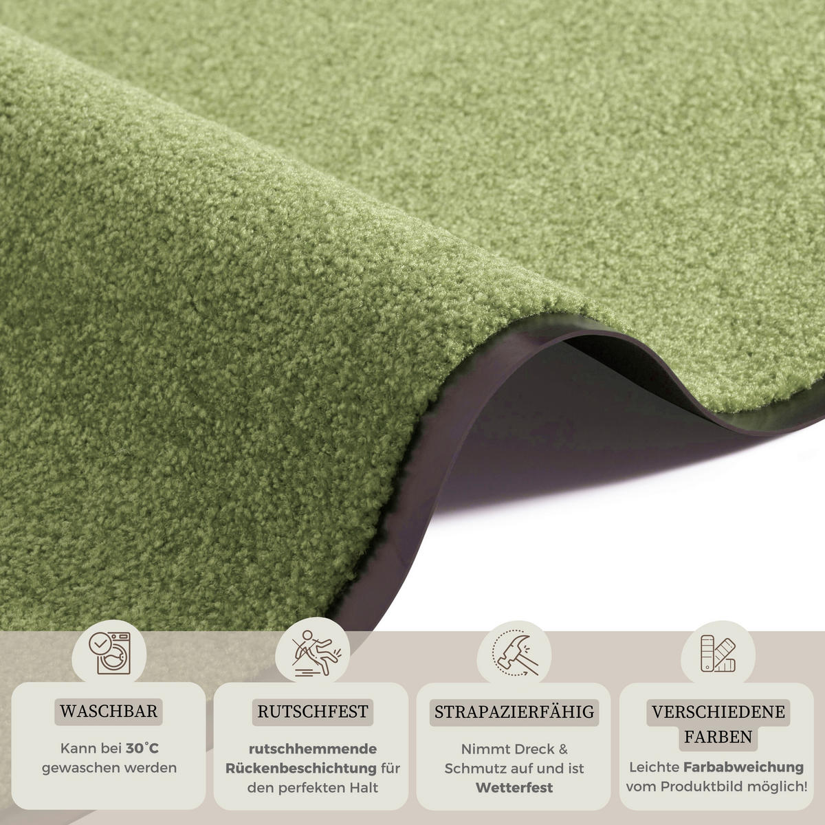 SCHMUTZFANGMATTE  40/60 cm  Hellgrün  - Hellgrün, Basics, Kunststoff/Textil (40/60cm)