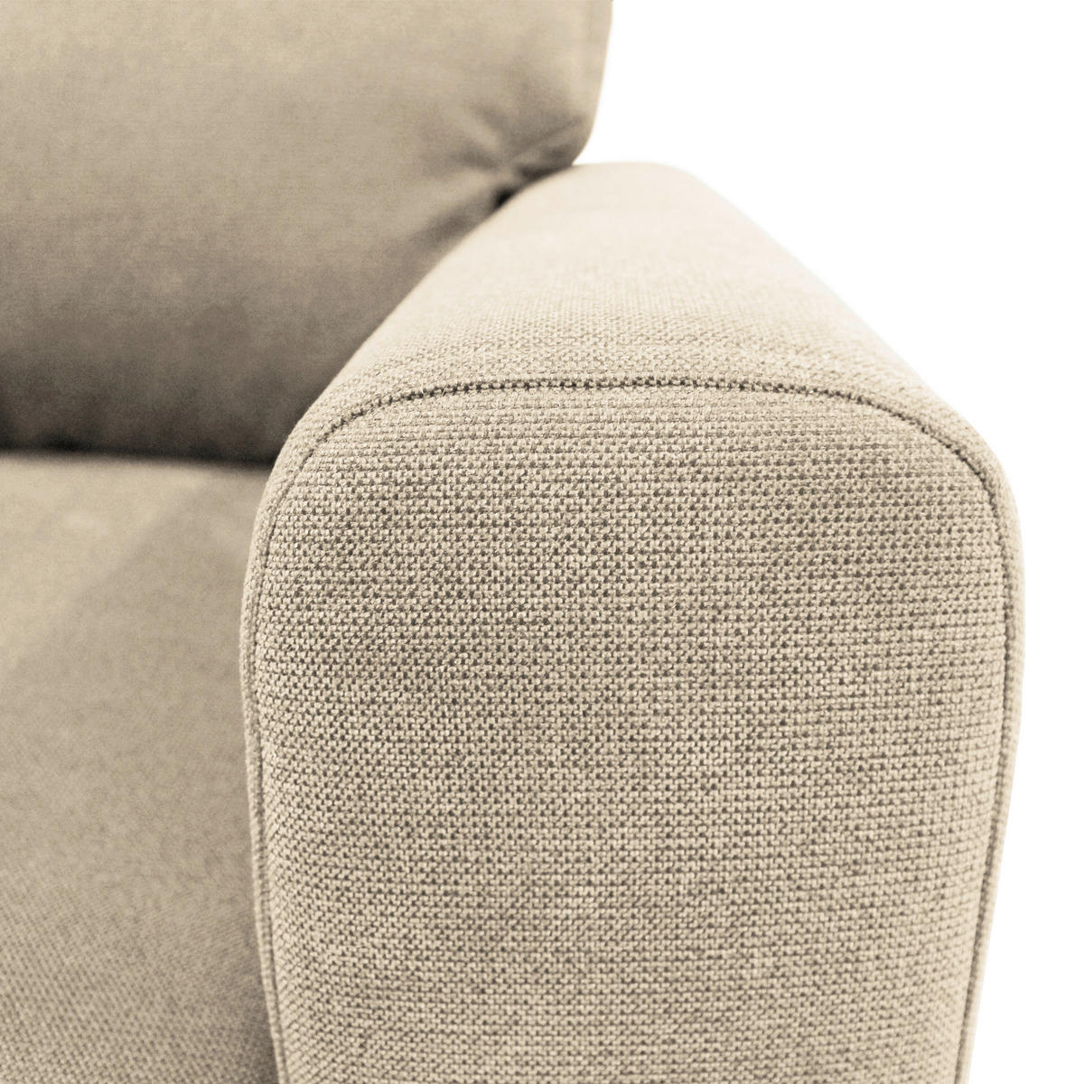 ECKSOFA Beige Flachgewebe  - Beige/Schwarz, Design, Textil/Metall (163/240cm) - MID.YOU