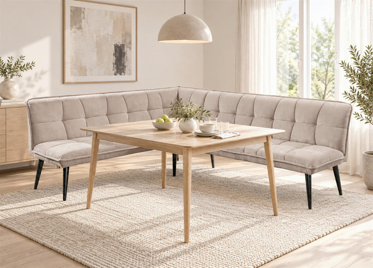 KLUPA KUTNA  bež  drvo, tekstil, drvni materijal      - bež/crna, Moderno, drvni materijal/drvo (260/201cm) - Livetastic