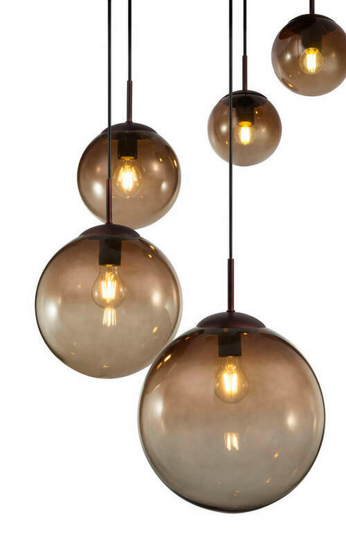 HÄNGELEUCHTE 65/150 cm  - Bernsteinfarben/Braun, Design, Glas/Metall (65/150cm) - Globo