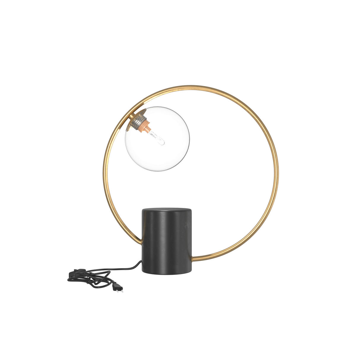 STOLNÍ LAMPA, G9, 35/37 cm  - šedá/barvy mosazi, Konvenční, kov/sklo (35/37cm) - Dieter Knoll