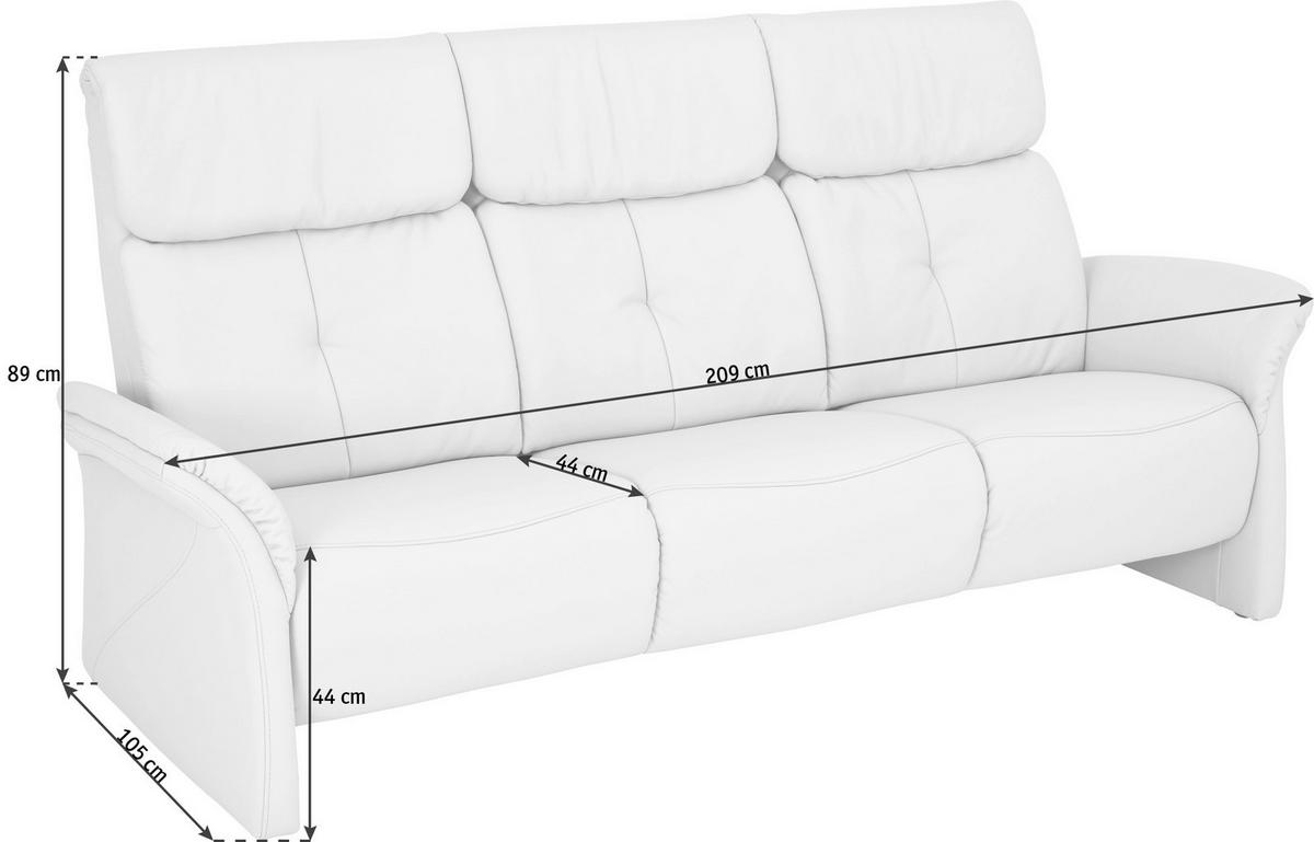 3-SITZER-SOFA Echtleder Hellblau  - Schwarz/Hellblau, KONVENTIONELL, Leder/Kunststoff (209/89/105cm) - Himolla Komfortklass