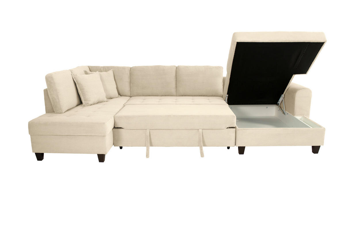 WOHNLANDSCHAFT MORITZ Creme Cord  - Creme, Trend, Textil (178/324/155cm) - P & B