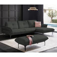 ECKSOFA Florenz in Echtleder Anthrazit  - Anthrazit/Schwarz, Design, Leder/Metall (319/182cm) - Valnatura