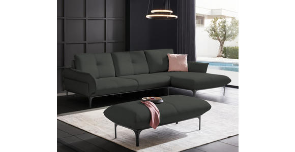 ECKSOFA Florenz in Echtleder Anthrazit  - Anthrazit/Schwarz, Design, Leder/Metall (319/182cm) - Valnatura