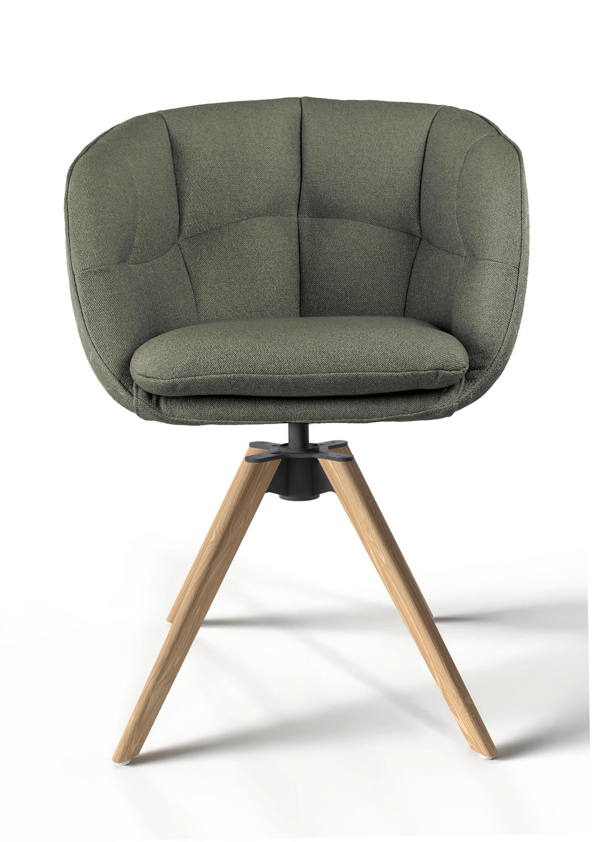 ARMLEHNSTUHL  Sitzfläche 360° drehbar, Gestellauswahl, ergonomische Rückenlehne, Stoff-/Lederauswahl Jacquard  Olivgrün  - Eichefarben/Olivgrün, Design, Holz/Textil (56/85/64cm) - Dieter Knoll
