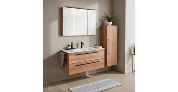 WASCHTISCHKOMBI 101,2 cm  - Eichefarben/Schwarz, KONVENTIONELL, Glas/Holzwerkstoff (101,2cm) - Novel