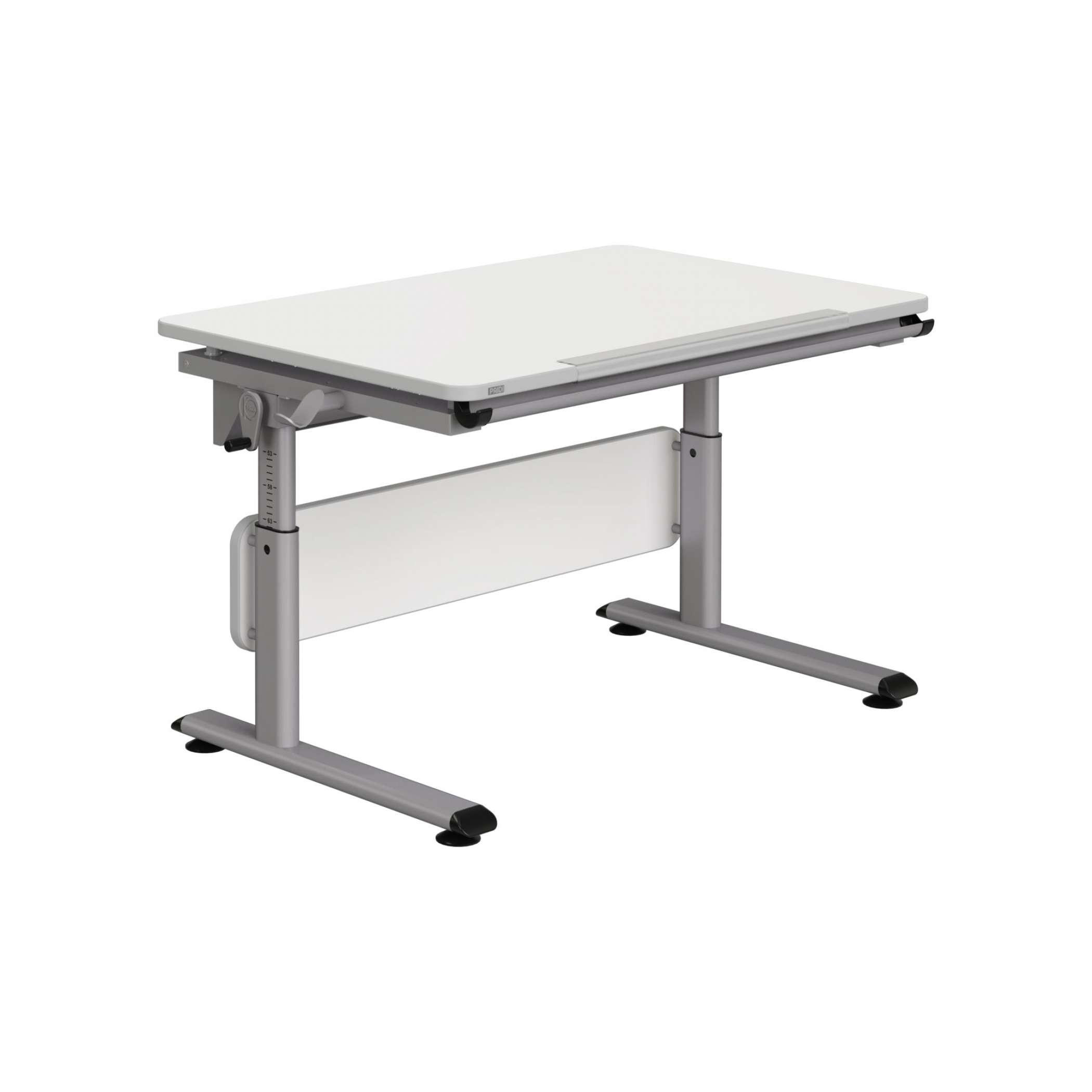 Paidi Jugendschreibtisch Silber, Weiß 70x53-79x105 cm