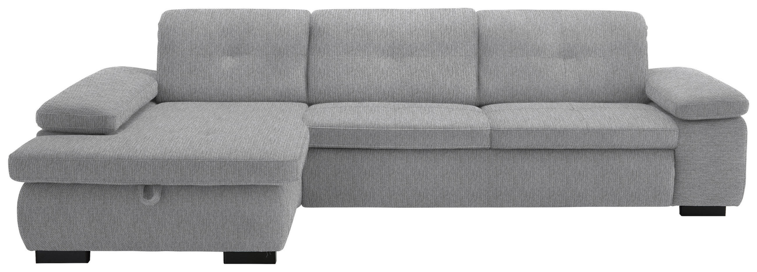 ECKSOFA in Flachgewebe Greige  - Greige/Schwarz, Design, Textil/Metall (174/297cm) - Beldomo Style