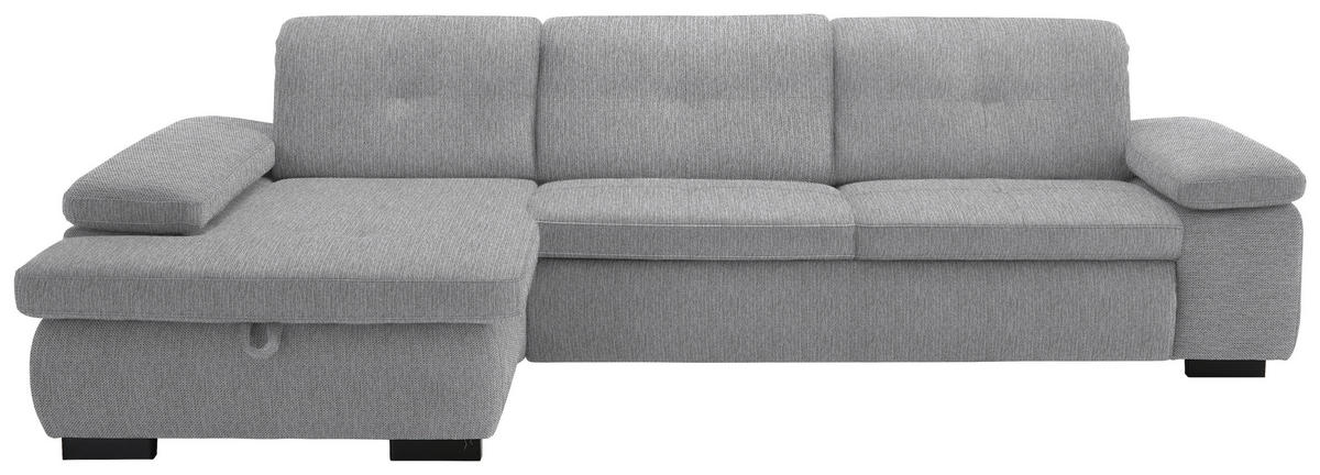ECKSOFA in Flachgewebe Greige  - Greige/Schwarz, Design, Textil/Metall (174/297cm) - Beldomo Style