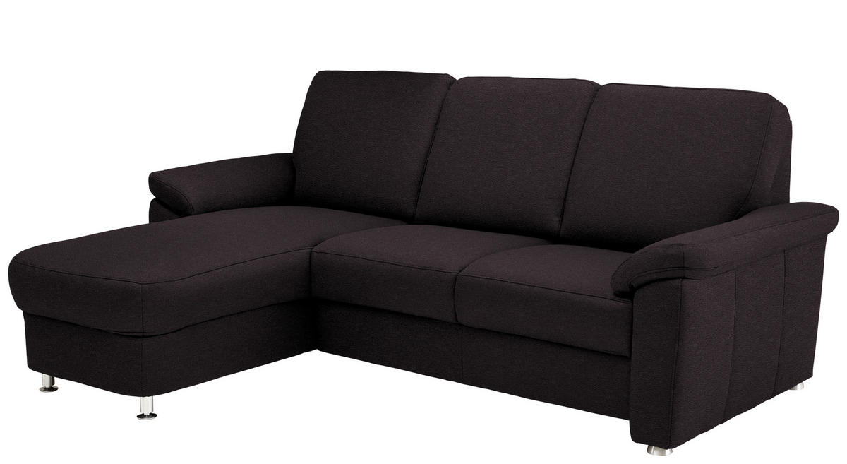ECKSOFA in Flachgewebe Anthrazit  - Chromfarben/Anthrazit, Konventionell, Textil/Metall (163/220cm) - Beldomo System