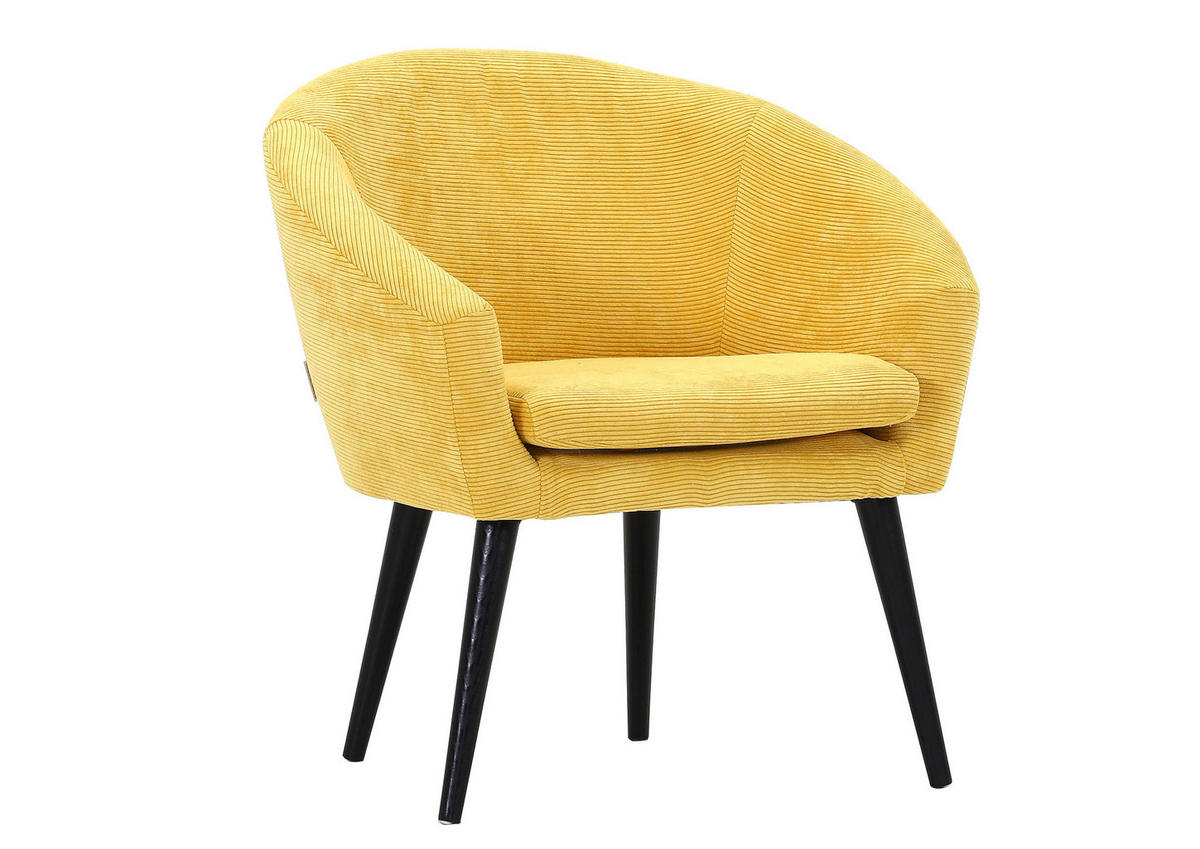 KRESLO, textil, žltá - čierna/žltá, Design, drevo/textil (73/73/66cm) - Niels Andersson