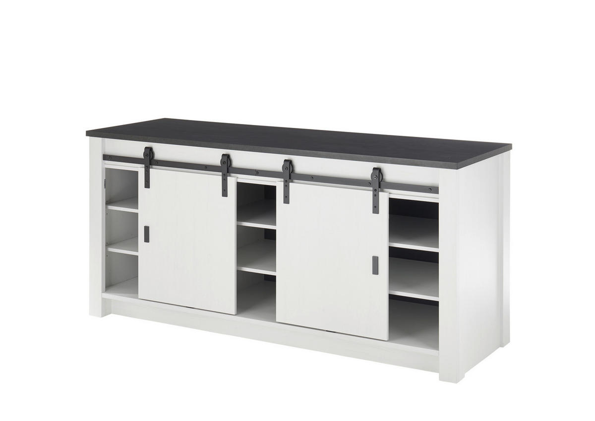 SPÜLENUNTERSCHRANK 201/93/64 cm  in Anthrazit, Weiß  - Anthrazit/Schwarz, Trend, Holzwerkstoff/Metall (201/93/64cm) - MID.YOU
