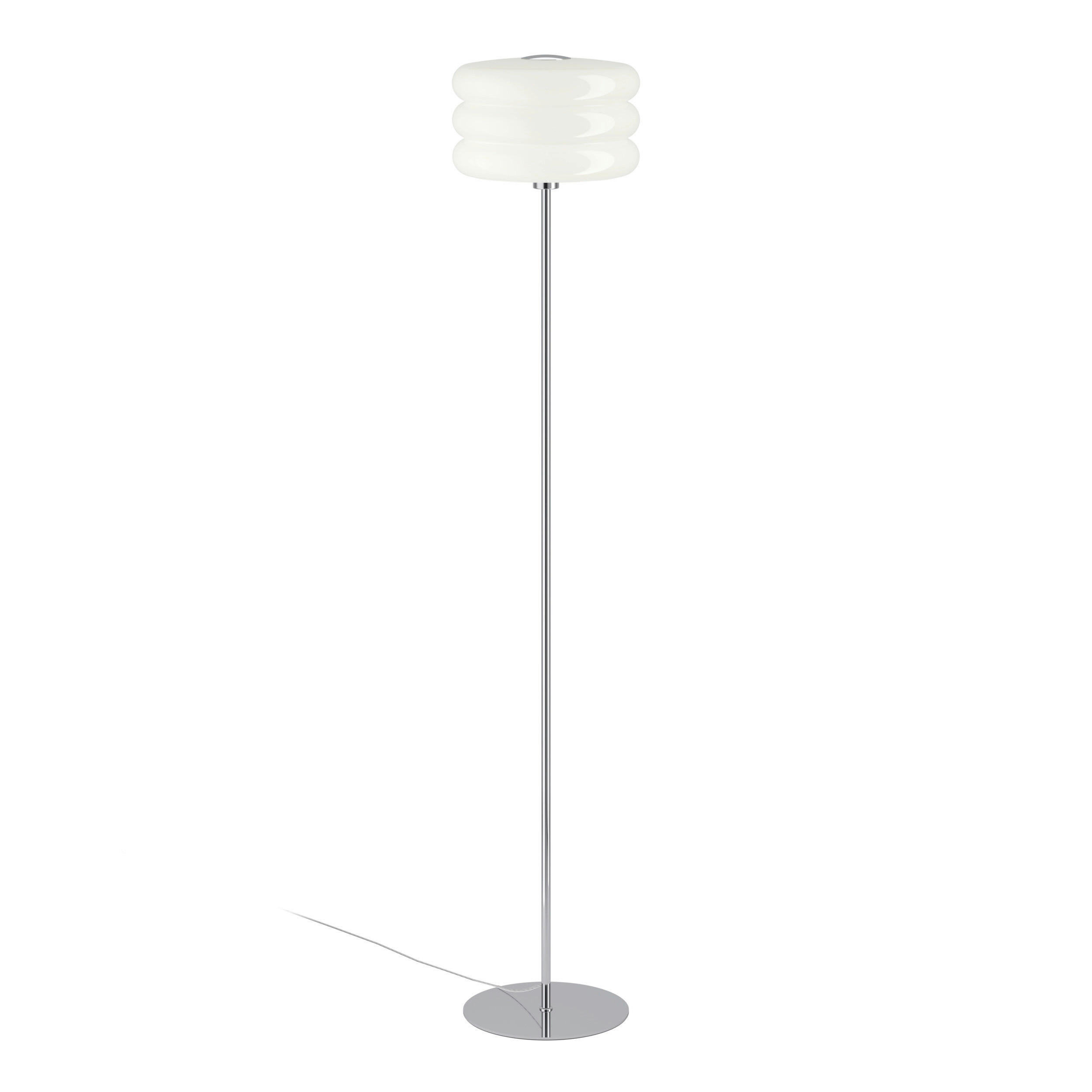 STEHLEUCHTE Tortora 30/153 cm   - Chromfarben/Weiß, Design, Glas/Metall (30/153cm) - Eglo