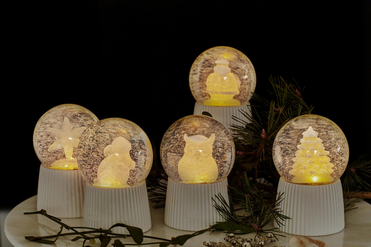 LED-DEKOLEUCHTE Christmas 10/14,5 cm   - Transparent/Weiß, KONVENTIONELL, Glas/Keramik (10/14,5cm)