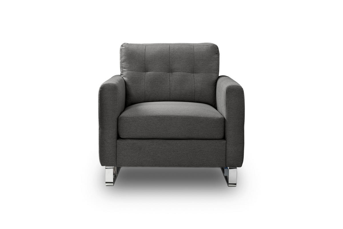 1,5-SITZER HERA Flachgewebe Grau  - Chromfarben/Grau, Basics, Textil/Metall (93/92/94cm) - MID.YOU