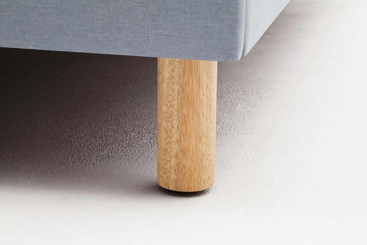 PAT TAPIȚAT 140/200 cm  in albastru deschis  - albastru deschis/culoare lemn stejar, Design, lemn/textil (140/200cm) - Livetastic