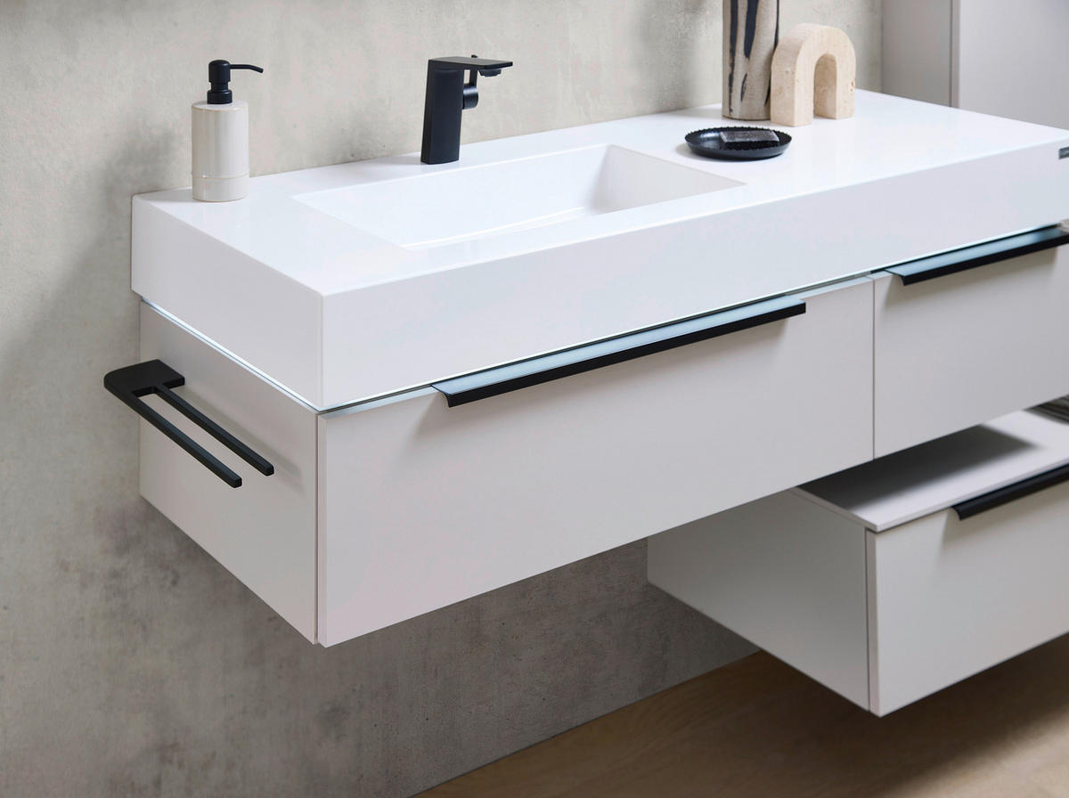 WASCHTISCHKOMBI 127 cm  - Kaschmir/Schwarz, KONVENTIONELL, Holzwerkstoff/Stein (127cm) - Dieter Knoll