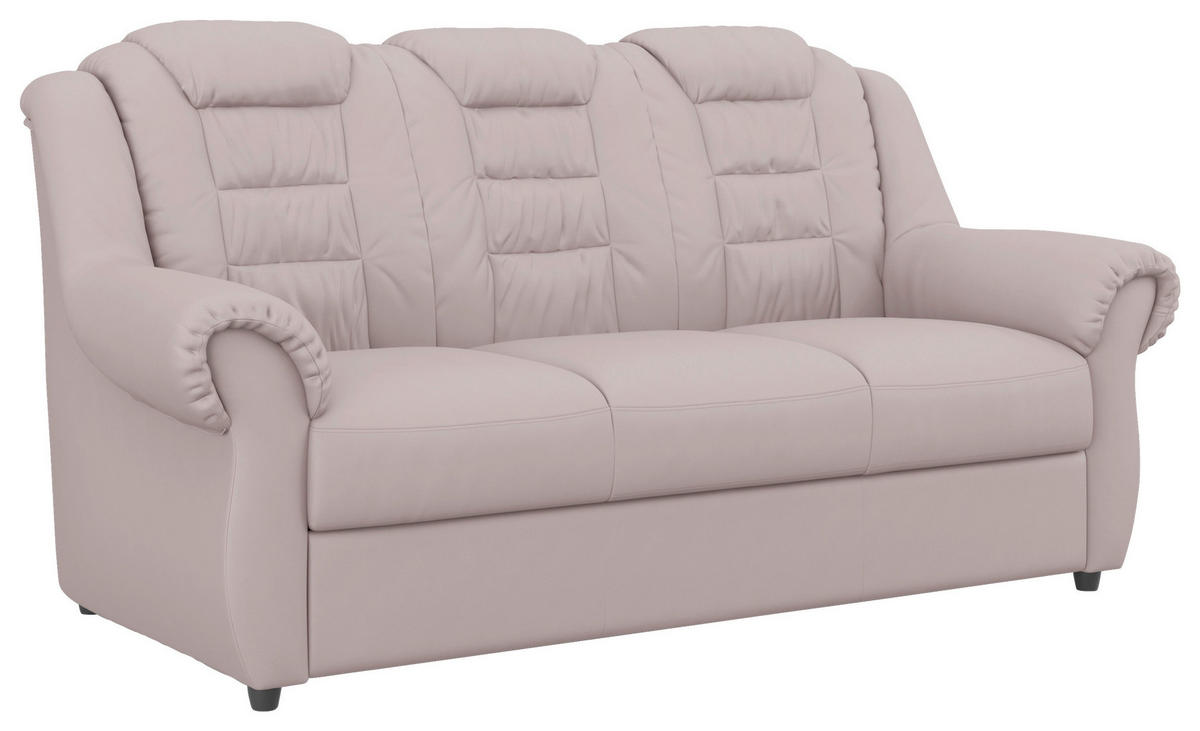 3-SITZER-SOFA in Lederlook Hellgrau  - Hellgrau/Schwarz, KONVENTIONELL, Kunststoff/Textil (196/102/101cm) - Livetastic