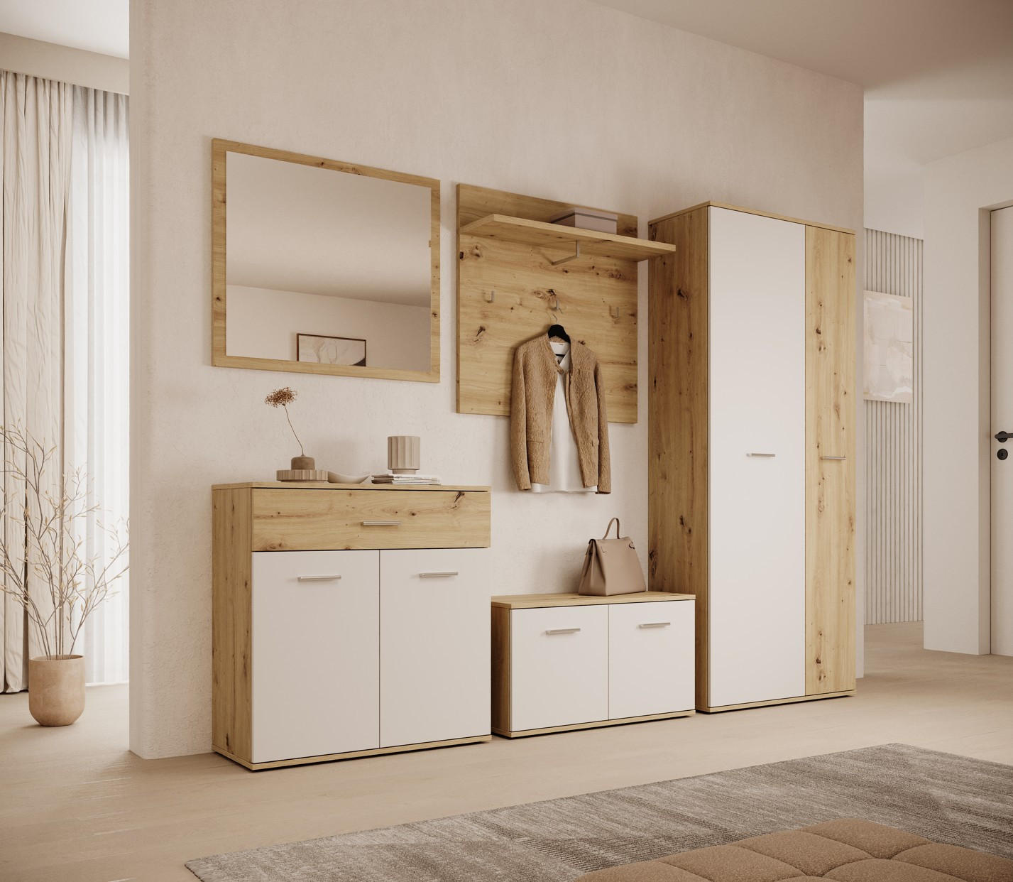 GARDEROBE - Anthrazit/Eiche Artisan, Design, Glas/Holzwerkstoff (260/190/35cm) - MID.YOU