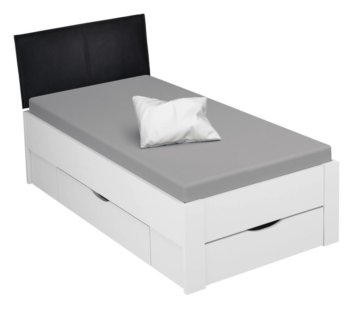 STAURAUMBETT 90/200 cm  Weiss   - Weiss/Schwarz, Design, Holzwerkstoff/Textil (90/200cm) - Xora