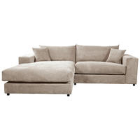 ECKSOFA  Cord, Velours Hellbraun  - Hellbraun/Schwarz, Basics, Kunststoff/Textil (180/265cm) - Livetastic